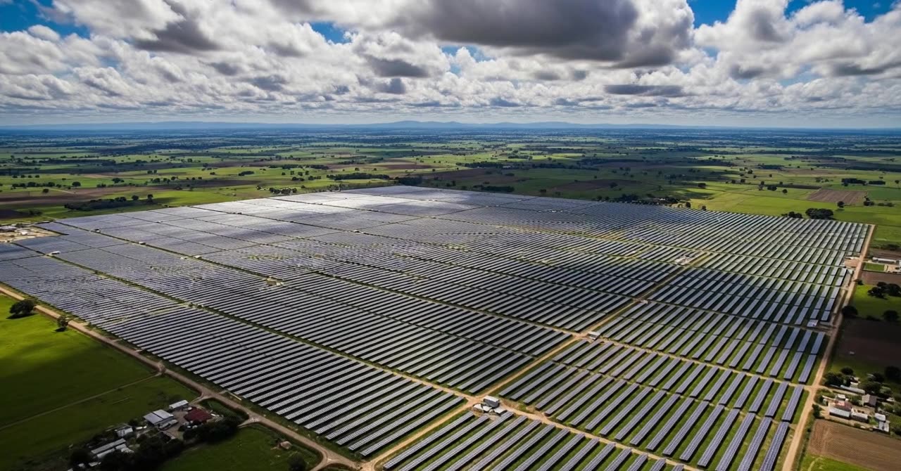 Photovoltaik-Freiflächenanlage aus der Luft